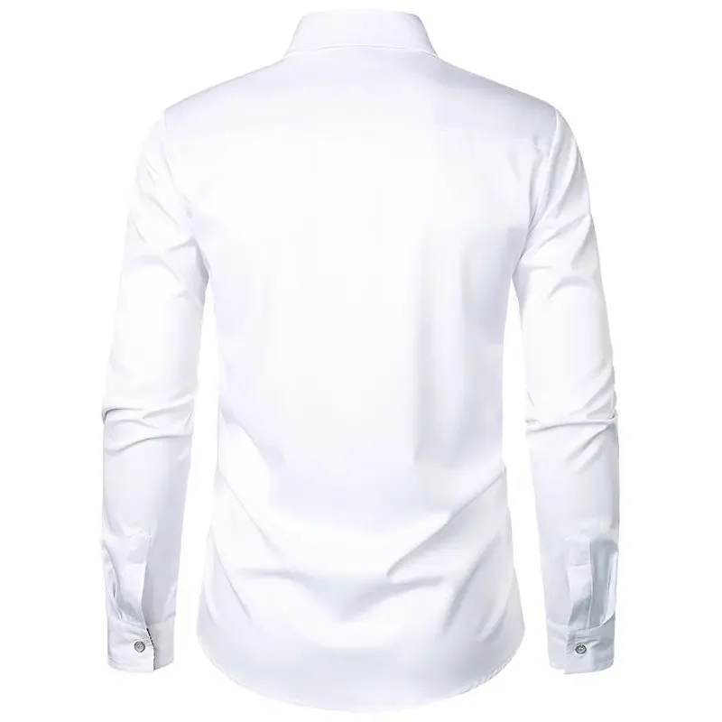 2023 Есен/Зима Нова риза с дълъг ръкав Мъжка цветна пунктирана ежедневна риза с дълъг ръкав Изображение 5