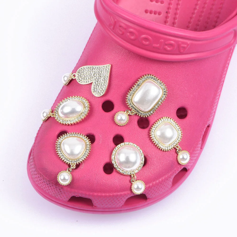 Hot Продажба 1 бр Кристал обувки декорации лъскав Създаване на диаманти декорации Bling сърце перла маншет аксесоари момиче Изображение 5