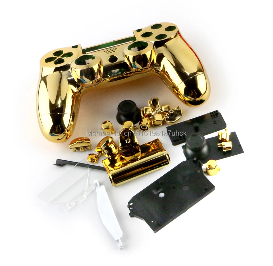 OCGAME Цветен хромиран корпус с пълен корпус с комплект бутони за резервни части за безжичен контролер PS4 Изображение 5