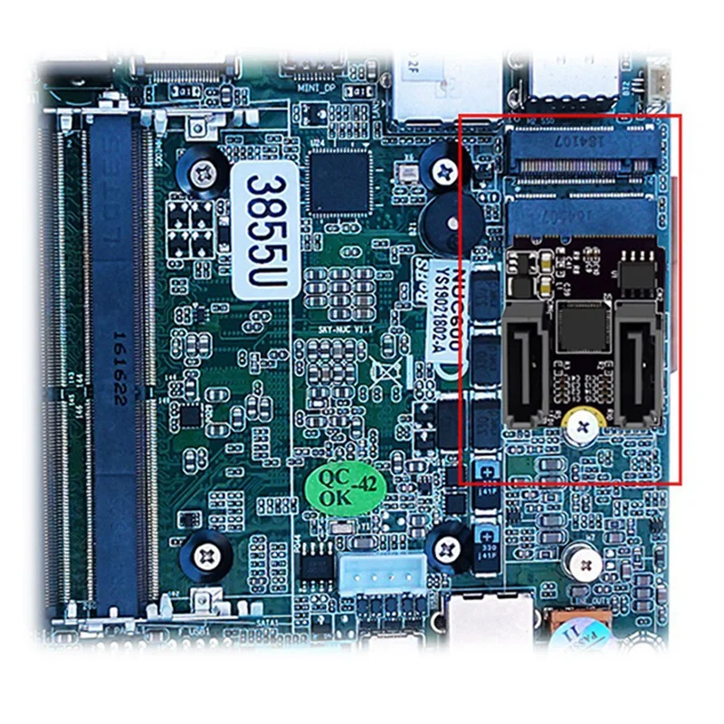  Riser Card M.2 (A + E ключ) Към 2-портов SATA3.0 ключ за разширителна карта A + E Wifi M.2 към SATA карта за адаптер на твърдия диск Изображение 5