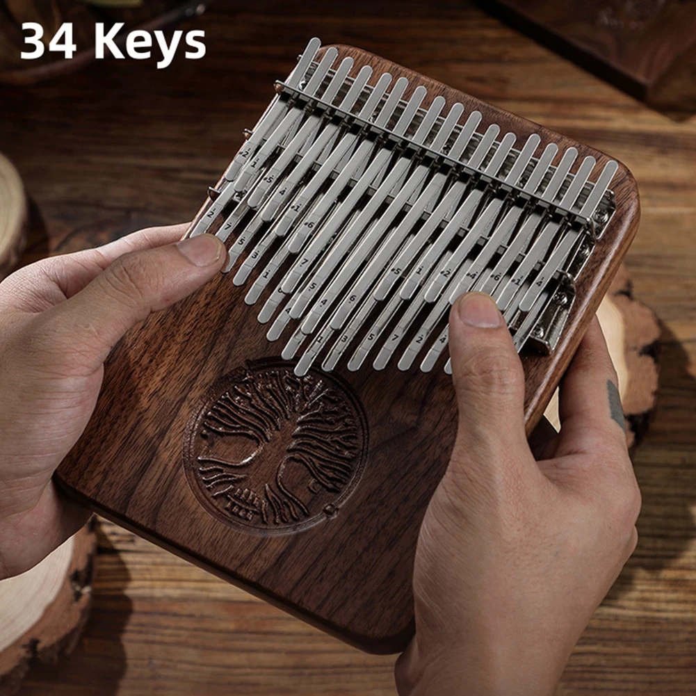 Thumb Piano Kalimba музикални инструменти 34 тон за запис на изпълнение удебелени интегрирани ръчни перкусии Изображение 5
