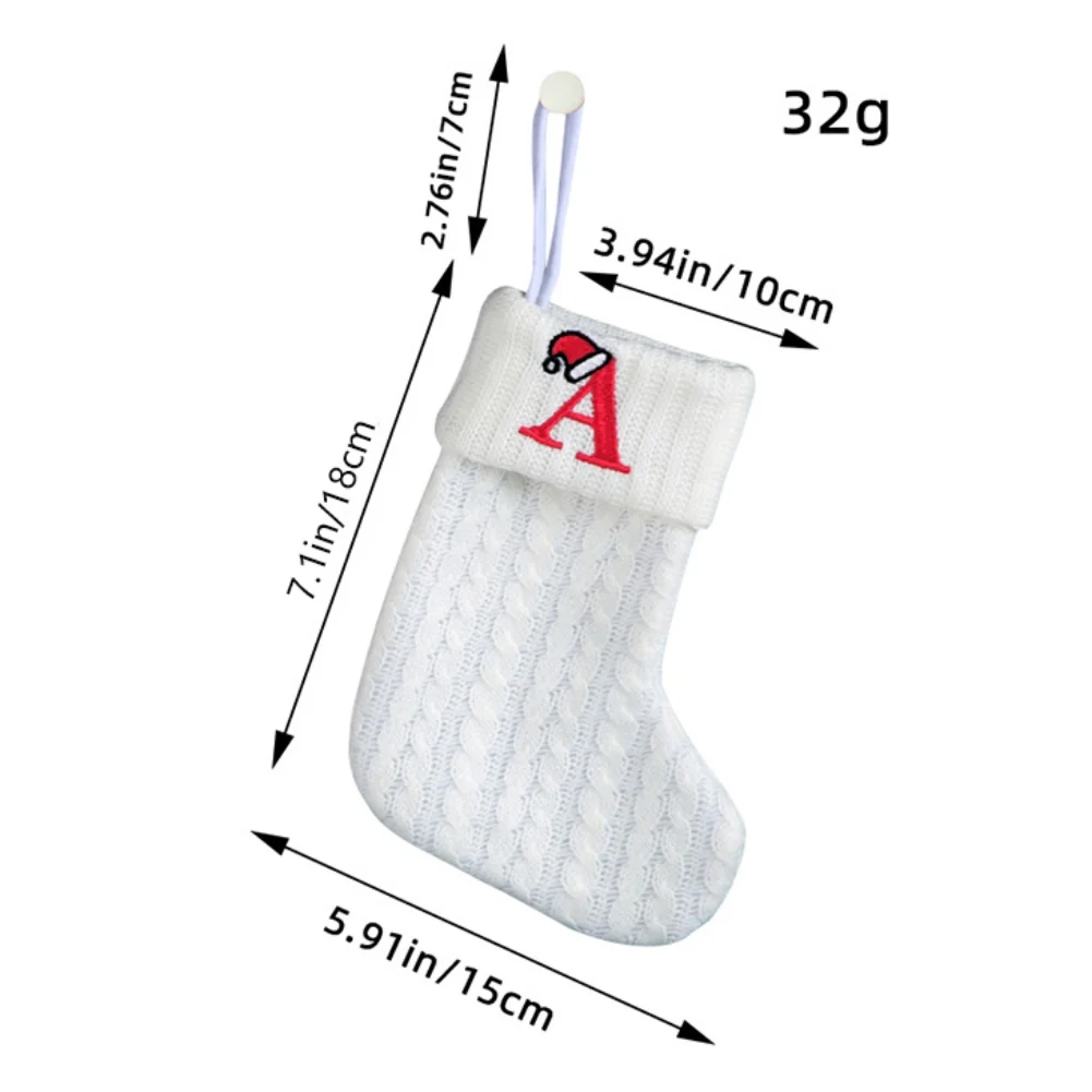 Коледен чорап с писмо Снежинка азбука букви Коледа плетениКоледа Scoks Отглеждане Коледно дърво висящи орнамент Изображение 5