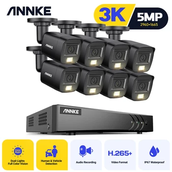 ANNKE 8CH 5MP Lite видео система за видеонаблюдение комплект с 8X 5MP вграден микрофон Водоустойчиви камери за наблюдение 5 IN1 H.265 + DVR 1