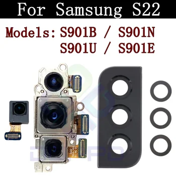 Оригинален обектив за капак на задната камера за Samsung Galaxy S22 5G SM-S901 телефото + широк + основен преден модул за задна камера Flex Части 1