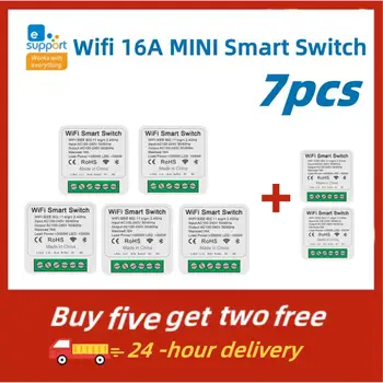 MINI Smart Switch Wifi 16A Supporte 2-way Control Timer Wireless Switch Mart Home Automation Съвместим с Alexa Home 1