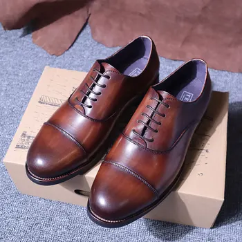 Мъжки луксозни ежедневни естествена кожа Висококачествени мъжки обувки Удобни ръчно изработени мъжки обувки 1