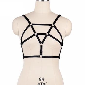 Дамски секси клетка сутиен 90-те фетиш носят робството сбруя бельо екзотични косплей костюм готически отворени гърдите колан сутиен върховете O0159 1