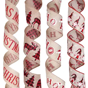 6M/Roll Коледна панделка Универсален DIY занаяти Декоративна панделка за опаковане на подаръци за празнично парти декор Коледни цветя 1