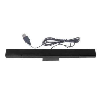 USB кабелна сензорна лента за подмяна на WII инфрачервен IR лъчев сензор за движение Сигнален приемник за Wii система със стойка-черно 1