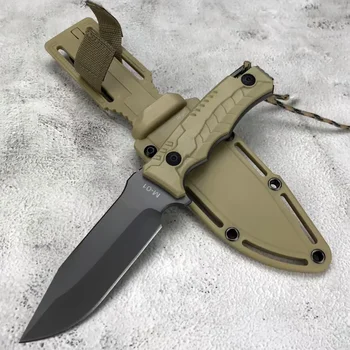 Topps M01 Тактически военен нож с фиксирано острие AUS-8A Стоманена найлонова дръжка Оцеляване Бойни спасителни ножове Самозащита ABS обвивка 1