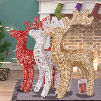 40см Коледа елен количка орнаменти злато елен шейна Коледни украси за дома Коледа подаръци Новогодишно парти декор Noel 2023