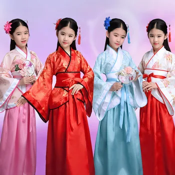 китайска копринена роба костюм момичета деца кимоно Китай традиционен реколта етнически фен студенти хор танц костюм ханфу 1