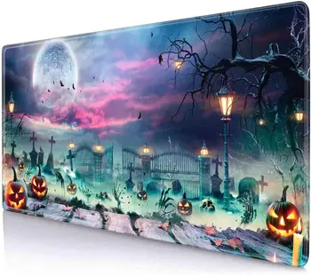 Хелоуин Карнавална геймърска подложка за мишка Удължена XXL призрачна нощна подложка за мишка с неплъзгаща се за лаптоп Desktop Office 35