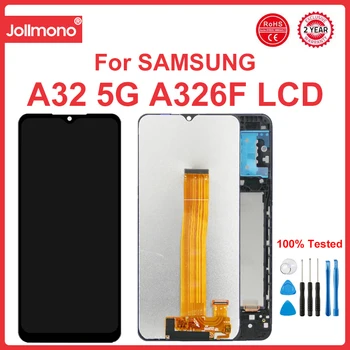 A32 5G дисплей екран замяна, за Samsung Galaxy A32 5G A326 A326U LCD дисплей сензорен екран Digitzer събрание с рамка 1