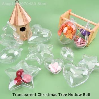  звезда сърце форма прозрачна пластмасова топка ясно пластмасови занаятчийски топка Коледа дърво форма дрънкулки за коледна сватбена украса 1