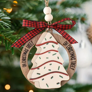 Дървена висулка за коледно дърво Коледно дърво висящи оранменти Новогодишно парти декоративни Navidad висящи занаяти декор 1