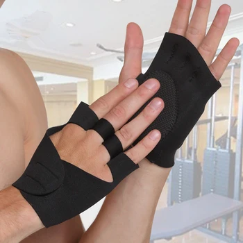 1Pair вдигане на тежести ръкавица Palm протектор баскетбол спортни ръкавици пръст нехлъзгащи половин пръст колоездене ръкавици за открит фитнес 1