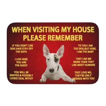 Моля, запомнете Бултериер кучета Правила за дома изтривалка Нехлъзгаща се кухня Мат за баня Спалня Балкон Етаж на вратата Входен килим килим 1