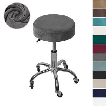 плътен цвят кадифе кръгъл стол капак трапезен стол капак еластичен стол възглавница покрива миещи се бар седалка случай седалка slipcover 1