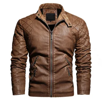 Кожено яке Мъже 2023 Нова мода Зимно руно Ежедневни мотоциклетни якета Есен Мъжки PU палто Мъжка мода Frend облекло 1