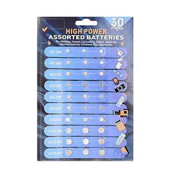 30PCS Батерии с бутонни клетки Батерия за монети за часовници, камери и други 1