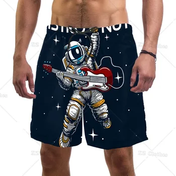 Смешни астронавтски космически карикатури Мъжки плажни шорти Дамски летни плажни шорти Ежедневни и удобни пижами шорти 1