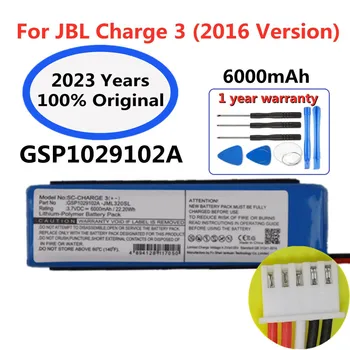 6000mAh Нова оригинална батерия за подмяна на високоговорители за JBL Charge 3 2016 Версия GSP1029102A плейър Батерии за високоговорители Bateria 1