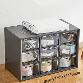 Мини чекмеджета съхранение шкаф организатор десктоп организатор с 9 прозрачни шкафове чекмеджета бижута кутия / козметично бюро за съхранение 1