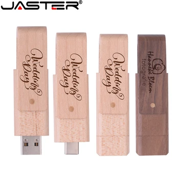 JASTER USB флаш устройство TYPE-C 2 в 1 Memory Stick 2.0 дървен / бамбуков Pendrive 4GB 8GB 16GB 32GB 64GB 128GB безплатен лого сватбен подарък 1
