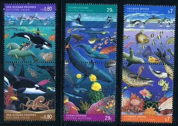 6 бр / комплект, UN0184, ООН1992 Защита на морските животни, животински печат, колекция от печати, висока квалитичност, MNH 1