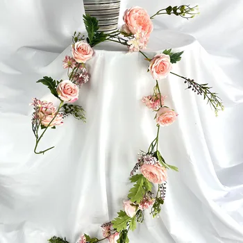 1.8M Изкуствена роза ратан градина сватба изкуствени цветя декоративни арка декорации за парти сватба арка декорация 1