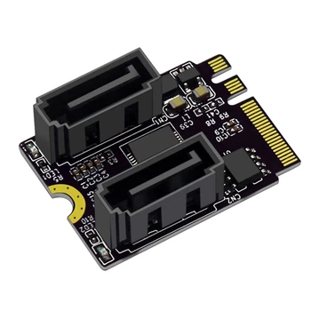  Riser Card M.2 (A + E ключ) Към 2-портов SATA3.0 ключ за разширителна карта A + E Wifi M.2 към SATA карта за адаптер на твърдия диск