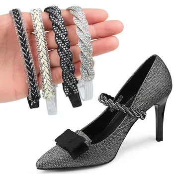 Дамски връзки за високи токчета Регулируем глезен колан за обувки Холдинг Bundle обувки дантели вратовръзка презрамки лента еластична кристал връзка за обувки