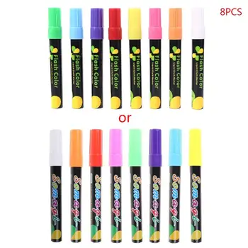 8 цвята маркер флуоресцентна течна креда маркер писалка за LED писане Dropship 1
