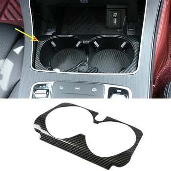 NEW-for Mercedes Benz C E GLC G Class W205 W213 X253 Carbon Fiber ABS Center Console Water Cup Frame Panel Trim Cover 1