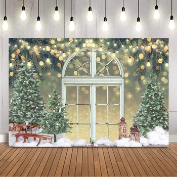 Коледен зимен фон за фотография Блясък Боке блестящи точки Фон за фотостудио Photocall Снежен портрет подпори 1