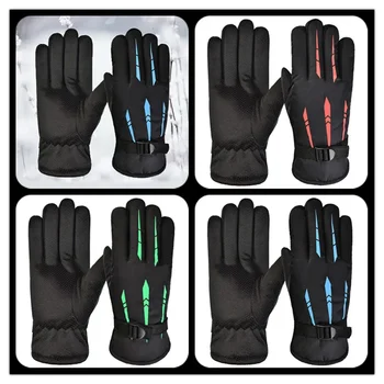 Мъже Зимни ръкавици за колоездене Открит спорт бягане мотоциклет ски сензорен екран руно ръкавици нехлъзгащи топли пълни пръсти 1