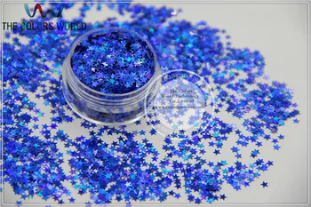 LM-75 Размер 3 мм лазерна холографска Royal Blue цвят Glitter paillette Звезди форма пайети за нокти Art DIY консумативи1pack = 50g 1