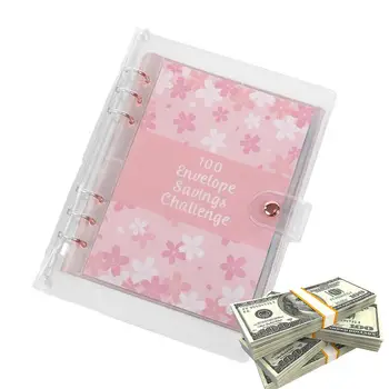 Книга за предизвикателство за спестяване на пари 2024 Преносим Cash Planner 100 дни доставки за управление на пари със стикер писалка и цип празник 1