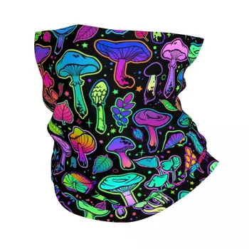 Психеделична магия Rainbow гъби врата маншет жени мъже UV щит за лице зимен мистериозен шал Boho Bandana за туризъм 1