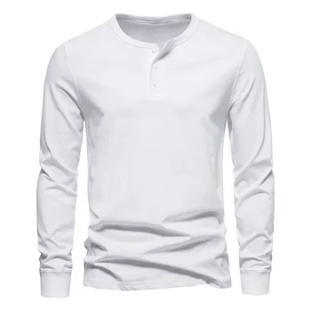 2023 Есен/Зима Нова мъжка мода тениска с дълъг ръкав Плътна ежедневна долна риза 1
