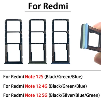 Оригинална двойна карта SIM карта тава чип слот чекмедже притежателя адаптер аксесоари за Xiaomi Redmi бележка 12S 12 4G Pro 5G плюс + Pin 1
