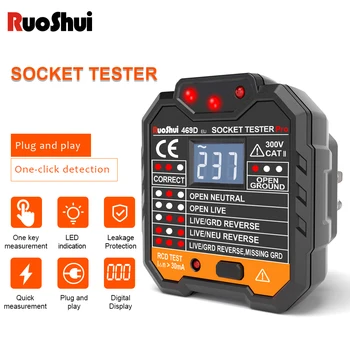 RuoShui 469 Socket Tester Pro Voltage Ground Zero Detector EU US Plug Breaker Electric Leakage Finder Test Polarity Phase Check 1