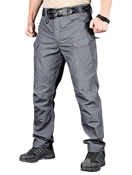 Мъжки тънък товарен панталон с копче за затваряне с цип и множество джобове - стилен панталон за ежедневно носене или джогинг 1