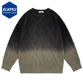 есен зимни пуловери мъже gradigent цвят трикотажни пуловер пуловер пуловер хип-хоп streetwear Harajuku извънгабаритни пуловер за мъжки 1
