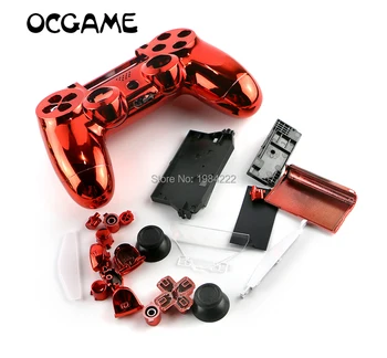 OCGAME Цветен хромиран корпус с пълен корпус с комплект бутони за резервни части за безжичен контролер PS4
