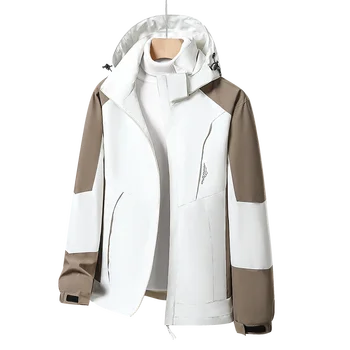 2023 Ново мъжко външно яке Студено качулка туристически дрехи На открито Висококачествено облекло в плътен цвят Мъжки бързащи якета Сърф 1
