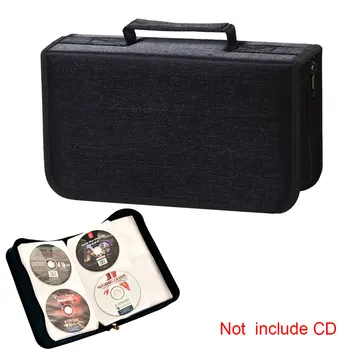Държач Начало Цип Чанта за съхранение с голям капацитет Диск за пестене на място 128 CDs DVD Car Box Travel CD Wallet черен