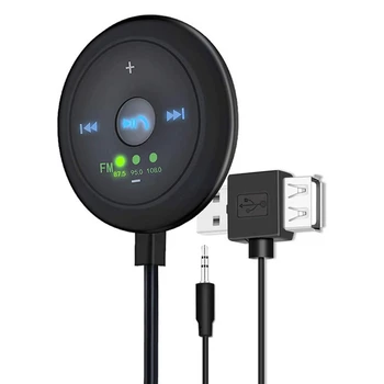 Bluetooth комплект за кола FM Tramsmitter приемник 3.5Mm AUX аудио адаптер за разговори със свободни ръце Вграден микрофон с LED дисплей 1
