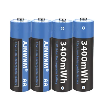 AJNWNM 100% оригинални 1.5v AA акумулаторни батерии 3400mWh литиево-йонна AA акумулаторна батерия за камера Анти-отпадане играчка кола 1